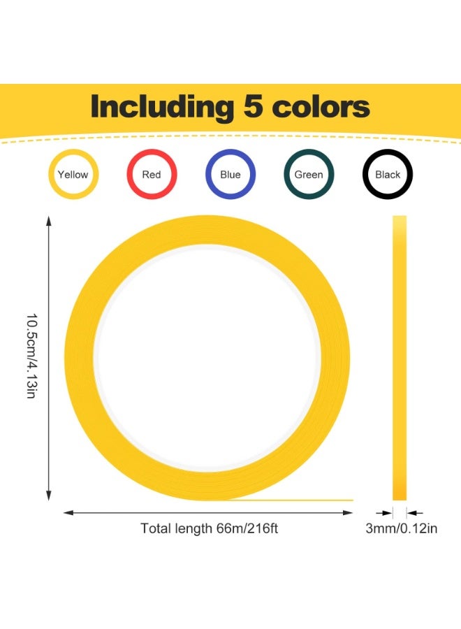 fantasize Whiteboard Tape, 5 Rolls Graphic Chart Tape, Self Adhesive, Assorted 5 Colors, Art Graphic Chart Line for Dry Erase Board, Art, Outdoor, School Projects, 3 mm x 66 m - Image 2